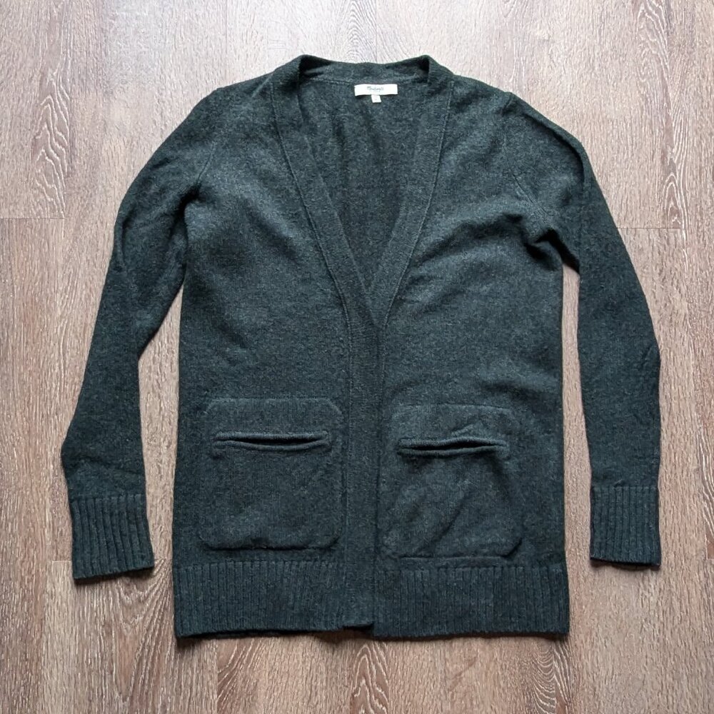 Deep Green Madewell V-Neck Long Cardigan Grandpa Professor Style XS
